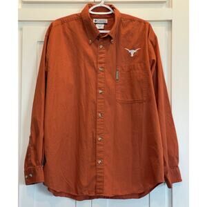 Columbia Univ of Texas burnt orange button up 100% Cotton Large
